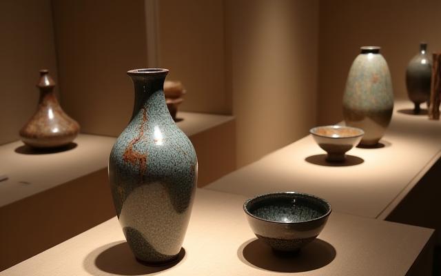 美しく展示された陶芸作品